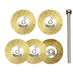 Proxxon Radbürsten, Messing, Ø 22mm, 5 Stück + 1 Träger Nr. 28962