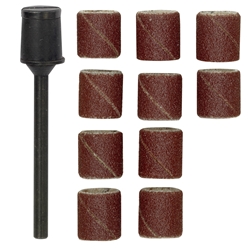 Proxxon Schleifbänder Ø 10mm, 10 Stück Korn 150, mit Schleifzylinder Nr. 28980