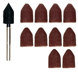 Proxxon Schleifkappen Ø 9mm, je 5 Stück Korn 80 + 150, mit Träger Nr. 28987