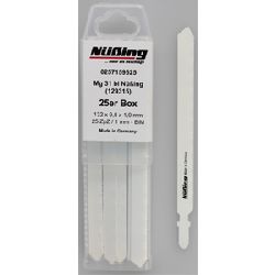 Wilpu HSS-Stichsägeblätter 132x9,8x1,0mm 21 ZpZ / 1,2mm MG 31 bi (ähnlich Bosch T 318 AF) Box a 25 Stück mit Nüßing-Aufdruck