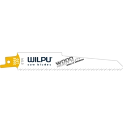 Wilpu Säbelsägeblatt 3055/150 Pack á 3 Stück, 6 ZpZ, 150 mm, Bi-Metall, extra stark, schneller, gerader Schnitt, Holz (< 100 mm), für den robusten Einsatz in Holz, für Demontagearbeiten (Bosch S610DF) Nr. 1571500003