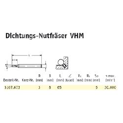 Dichtungsnutfräser VHM D 3mm Schaft 6mm doppelseitig Nr. 3107.673