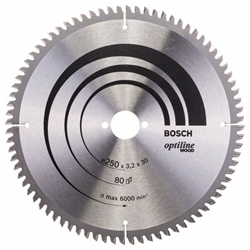 Bosch Kreissägeblatt OptilineWood 250x30x3,2mm Z80-WZ/N f. Kapp- und Gehrungssägen Nr. 2608640645
