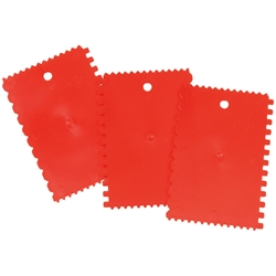 Mako Leimauftragsspachtel KOMFORT, Kunststoff mit je 4 Zahnformen, 13 x 9 cm (3 Stück im SB-Pack) Nr. 8127 03SB, EAN 4002168812798