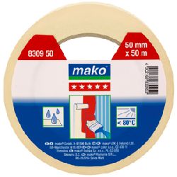 Mako Krepp-Abdeckband 80°C PREMIUM 50mm x 50m, Flachkrepp ca. 76 g/m² gelb, für Mal- und Lackierarbeiten Nr. 8309 50, EAN 4002168830952