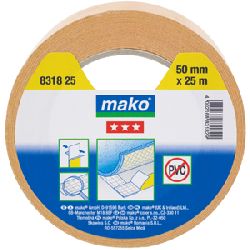Mako Verlegeband Gewebe KOMFORT 50mm x 10m, beidseitig selbestklebend, zum Verlegen von Bodenbelägen mit glatten und Geweberücken, geeignet für fast alle Untergründe außer PVC Nr. 8318 10, EAN 4002168831812