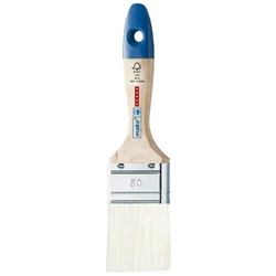Mako Lack-Flachpinsel PREMIUM 50mm, blau-weiße all in one-Borste 9. Stärke, Naturholzgriff 100 % FSC Nr. 3552 50, EAN 4002168355271