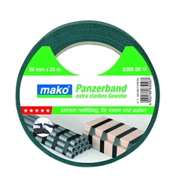 Mako Panzerband PREMIUM 50mm x 25m, Polyestergewebe schwarz matt, extrem reißfest, temperaturbeständig von -35° bis +80 Grad, alters- und witterungsbeständig Nr. 8305 00, EAN 4002168830587