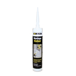 Mako Montage Kleber ELITE, 300ml Kartusche, Klebkraft 130kg/qm, für die Befestigung von Holz- Beton- Keramik- Stein- Styropor- und Gipsplatten im Innenbereich Nr. 8386 00, EAN 4002168838606