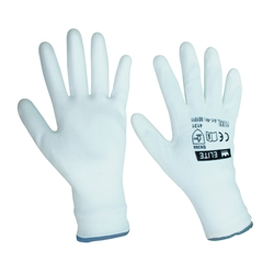 Mako PU-Feinstrickhandschuh ELITE, weiß Gr. 8/M, SoftGrip, gutes Tastempfinden, für Malerarbeiten, Trockenbau, Isolierung, atmungsaktiver Handrücken Nr. 9510 08, EAN 4002168951046