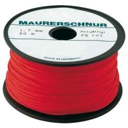 Maurerschnur rot 1,7mm x 50 Meter, ca. 30 Kg Polyethylen (Overmann)