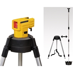 STABILA Kreuzlinienlaser LAX 50, 2-teiliges Set, selbstnivellierend, gut sichtbare Laser-Linien, Reichweite bis 10m, Einknopfsystem, Schutzklasse IP 53, inklusive Stativ-Teleskopstange Nr. 16789