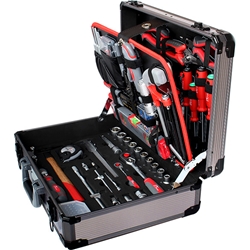 Aluminium-Werkzeugkoffer Alu-Toolbox (120-teilig) für Mechaniker, Elektroniker, Montage & Hobby Nr. 60600 EAN 7640168410070