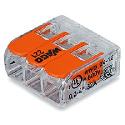 WAGO Compact-Verbindungsklemme 221-413 a 50 Stück 3 Klemmstellen 0,14-4mm² 450V, 32A Nennstrom Nr. 5101552