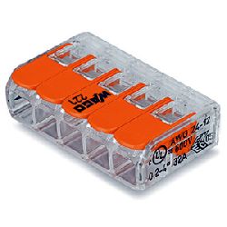 WAGO Compact-Verbindungsklemme 221-415 a 25 Stück 5 Klemmstellen 0,14-4mm² 450V, 32A Nennstrom Nr. 5101553