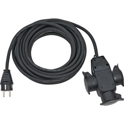 Brennenstuhl Baustellen-Verlängerungskabel mit 3-fach Gummikupplung IP44 (10m, mit integrierter Vorrichtung zum Befestigen, Gebrauch im Innen- und Außenbereich) Nr. 1167810301