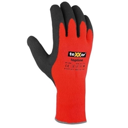 teXXor® topline Winterhandschuhe orange POLYACRYL Polyacryl/Polyester mit Latexbeschichtung Kategorie 2, EN 388-2242, EN 511, Länge ca. 26cm, orange/grau wärmendes Polyacrylfutter, Strickbund Größe: 9 Nr. 2210