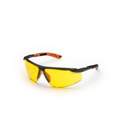 UNIVET 5X8 Schutzbrille, Scheibe: gelb PC, CE EN 166/170/172 UV400, Farbe: schwarz/orange Nr. 5X8.03.00.03