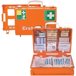 Erste-Hilfe-Koffer San mit 148-tlg. Füllung, orange gemäß DIN 13157, 31x21x13cm