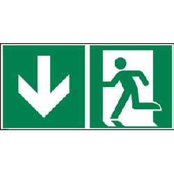 Schild Rettungsweg Pfeil gerade Aluminium langnachleuchtend nach ASR A1.3 / ISO 7010 E001, 300x150mm, Nr. AN 100.00.301