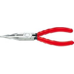 Knipex Flachrundzange mit Schneide (Radiozange) mit Kunststoff überzogen schwarz atramentiert 140 mm Nr. 25 01 140