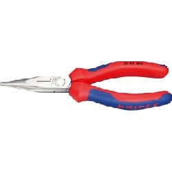 Knipex Flachrundzange mit Schneide (Radiozange) mit Mehrkomponenten-Hüllen schwarz atramentiert 160 mm Nr. 25 02 160