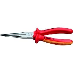 Knipex Flachrundzange mit Schneide (Storchschnabelzange) isoliert mit Mehrkomponenten-Hüllen, VDE-geprüft verchromt 200 mm Nr. 26 16 200