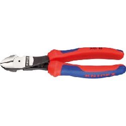 Knipex Kraft-Seitenschneider mit Mehrkomponenten-Hüllen schwarz atramentiert 180 mm Nr. 74 02 180
