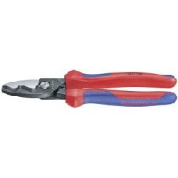 Knipex Kabelschere mit Doppelschneide mit Mehrkomponenten-Hüllen brüniert 200 mm Nr. 95 12 200
