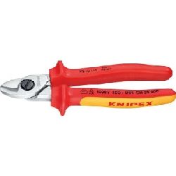 griffbereit24 - Knipex Kabelschere isoliert mit Mehrkomponenten-Hüllen, VDE-geprüft  verchromt 165 mm Nr. 95 16 165