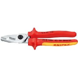 Knipex Kabelschere mit Doppelschneide isoliert mit Mehrkomponenten-Hüllen, VDE-geprüft verchromt 200 mm Nr. 95 16 200