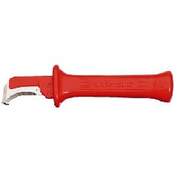 Knipex Abmantelungsmesser mit Gleitschuh isolierender Mehrkomponenten-Griff, VDE-geprüft 180 mm Nr. 98 55