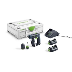 Festool Akku-Bohrschrauber CXS 2,6-Plus (beinhaltet: 2 x Akkupack BP-XS, Ladegerät MXC, CENTROTEC Werkzeugfutter, CENTROTEC Bithalter BH 60 CE-Imp, Schnellspannbohrfutter FastFix 10 mm, Bit PZ 2, Gürtelclipim Systainer SYS3 M 137 ) Nr. 576092 (564531)