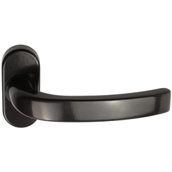 Türdrücker fest-drehbar auf ovaler Rosette RAL8077 dunkelbraun, M6
