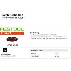 Festool Schleifscheibe STF D90/6 P120 RU2/50 Rubin 2 (Pack a 50 Stück) Nr. 499081