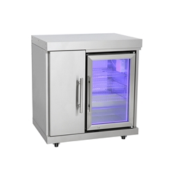 MAYER BARBECUE Outdoorküchenmodul Kühlschrank mit Tür, Doppelkühlschrank á 63L Nutzvolumen, beleuchtet, 4 Lenkrollen, Edelstahl Nr. 1000016571