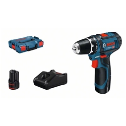 Bosch Akku-Bohrschrauber GSR 12V-15, 2 x Akku GBA 12V 2.0Ah, Ladegerät und L-BOXX Nr. 0601868109