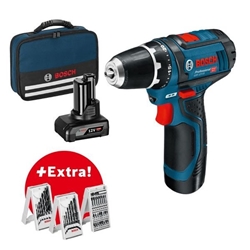 Bosch Akku-Bohrschrauber GSR 12V-15, mit 1 x 2.0Ah Akku, 1 x 4.0Ah Akku, Zubehör-Set in Tasche Nr. 0615990G6L