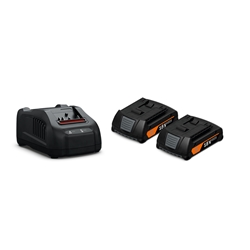 Akku Starter-Set inkl. 2x Akku GBA 18V 2.0Ah AS und Ladegerät GAL 1880 CV für alle Akku-Packs mit AMPShare oder Bosch Professional 18V Akku-Schnittstelle Nr. 92604244010