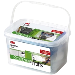 3M™ Safety Box 1000M, bestehend aus: 1 St. Halbmaske 6200M, 2 St. Gasfilter 6055 A2, 4 St. Partikelfilter 5925 P2R, 2 St. Filterdeckel 501, 2 St. Partikelmasken 9322, 1 St. Bügelgehörschützer 1310, 2 Paar Ohrstöpsel 1100, 1 St. Vollsichtbrille 2890SA, 2 St. Reinigungstücher 105 Nr. 7000068092