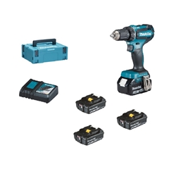 Makita Akku-Bohrschrauber DDF485RTJ3 18V, 13mm Bohrfutter, 25Nm/50Nm Drehmoment inkl. 3 x 5Ah Akku, Ladegerät im MACPAK Gr. 2