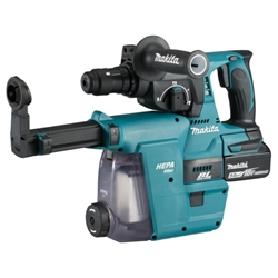 Makita Akku Kombihammer DHR243RTJW, inkl. Staubabsaugung DX07, 18V Li-ion, SDS-plus Einzelschlagstärke 2,0 Joule Gewicht 3,4 kg, inkl. Schnellspannbohrfutter, 2 Akkus 5,0 Ah Ladegerät, im MAKPAC Gr.4