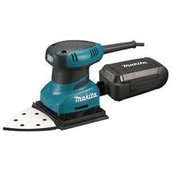 Makita Faust-Schwingschleifer BO4565J, 200 Watt, mit 3-eckigem Grundplattenüberstand, für Papiergrößen 3-Eck 96mm und 114x102mm Klett, Gewicht 1,2 kg im MAKPAC Gr.2