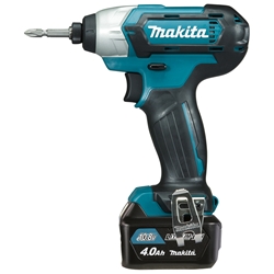 Makita Akku-Schlagschrauber TD110DSMJ, 10,8 V Li-ion Drehmoment hart 110 Nm, Werkzeugaufnahme 1/4 zoll innen, Gewicht 1,2 kg, 2 Akkus 4,0 Ah, mit Ladegerät im MAKPAC Gr.1