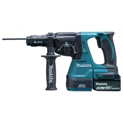 Makita Akku Kombihammer DHR243RTJ, 18 V Li-ion, SDS-plus Einzelschlagstärke 2,0 Joule Gewicht 3,4 kg mit 2 Akkus 5,0 Ah, Ladegerät im MAKPAC Gr.4