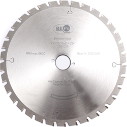 BEPo HW-Sägeblatt 230 mm nagelfest (nicht geeignet für Schrauben aller Art) Z34 WZ für BEPo FFS 230 Nr. 1230/054
