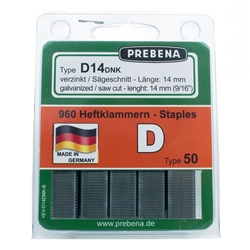 PREBENA D14DNK-B Heftklammern im Blister verzinkt mit D-Spitze (Inhalt VE: 960 Stück)
