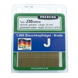 PREBENA J30CNKHA-B Stauchkopfnägel (Brads) im Blister verzinkt geharzt (Inhalt VE: 1000 Stück)