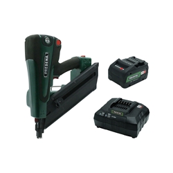 PREBENA PKT-8-PR100-LM-SET4 Hybridnagler für Halbkopf-Streifennägel Type PR von 65-100mm, langes Magazin, inkl. Ladegerät + Akku 4,0 Ah