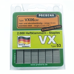 PREBENA VX06CRF-B Heftklammern im Blister rost- u. säurebeständig (Inhalt VE: 2000 Stück)